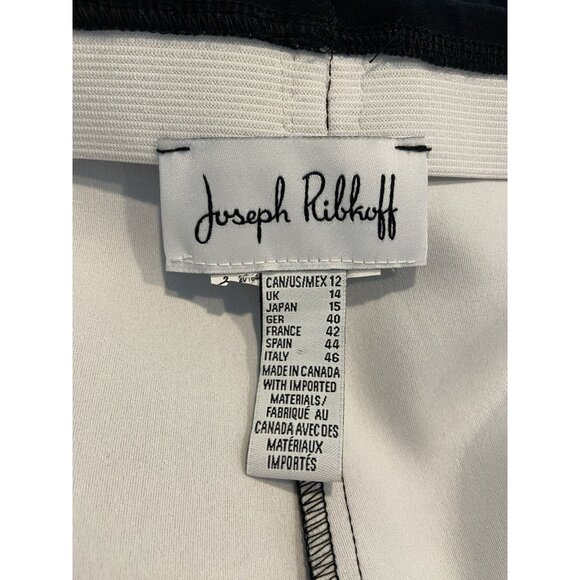 Joseph Ribkoff Pants Straight Leg Stretch Black White Pink Red Floral Size 12 - Picture 4 of 4